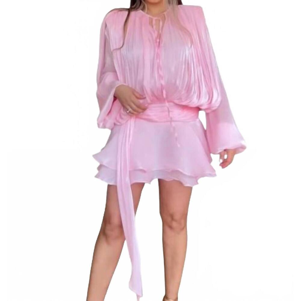 NEW BEULAHSTYLE long sleeve mini dress in pink